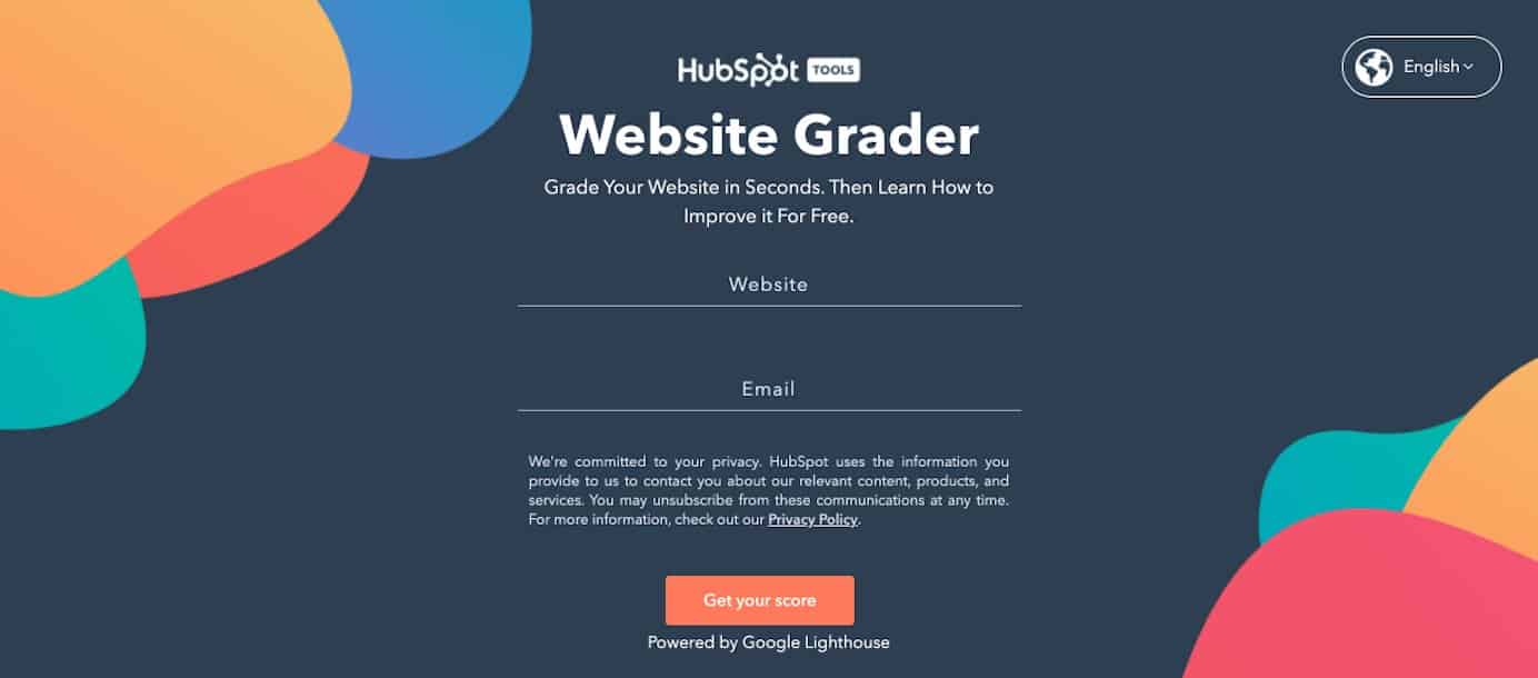 HubSpot free website grader tool