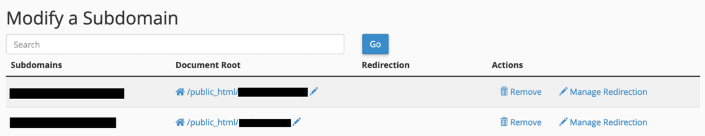 subdomains blank redirect