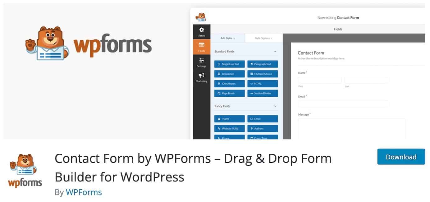 Wtyczka WordPress do formularzy kontaktowych: WPForms