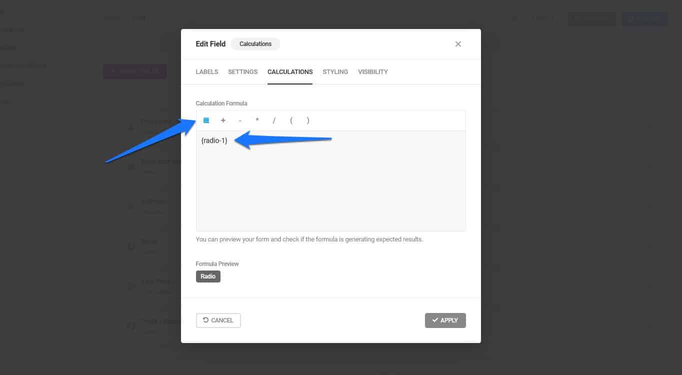 connect price to calculation field 