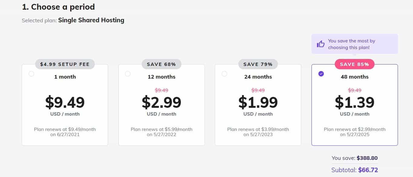 hostinger billing period