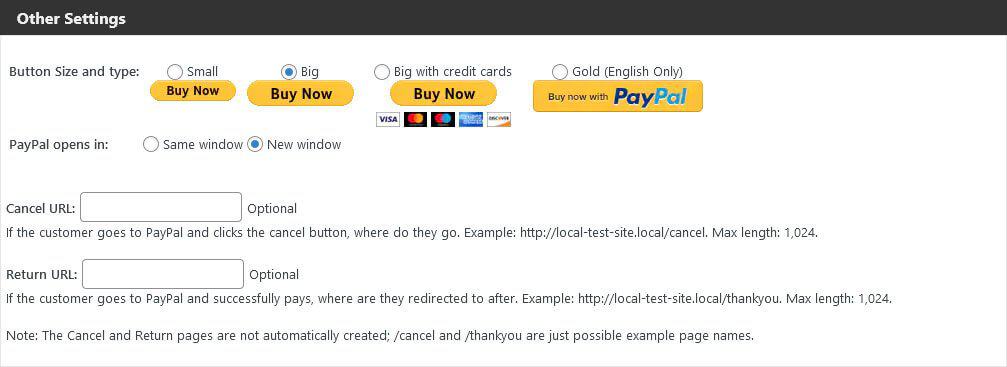 paypal buy now button plugin design settings