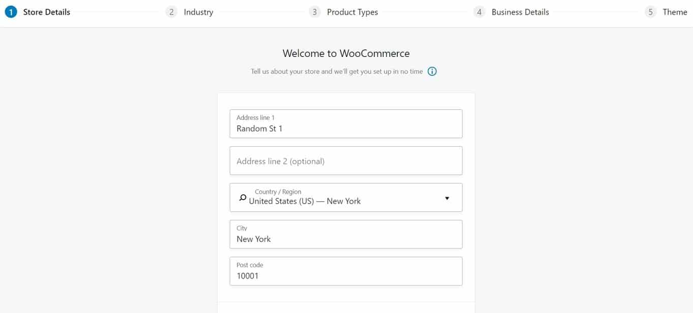 WooCommerce store details