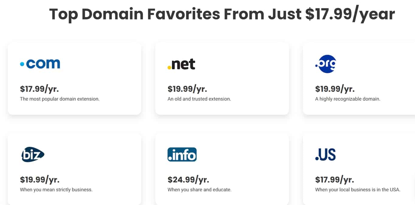 SiteGround domain name prices