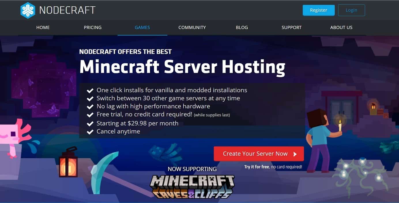 Hébergement de serveur Minecraft : nodecraft
