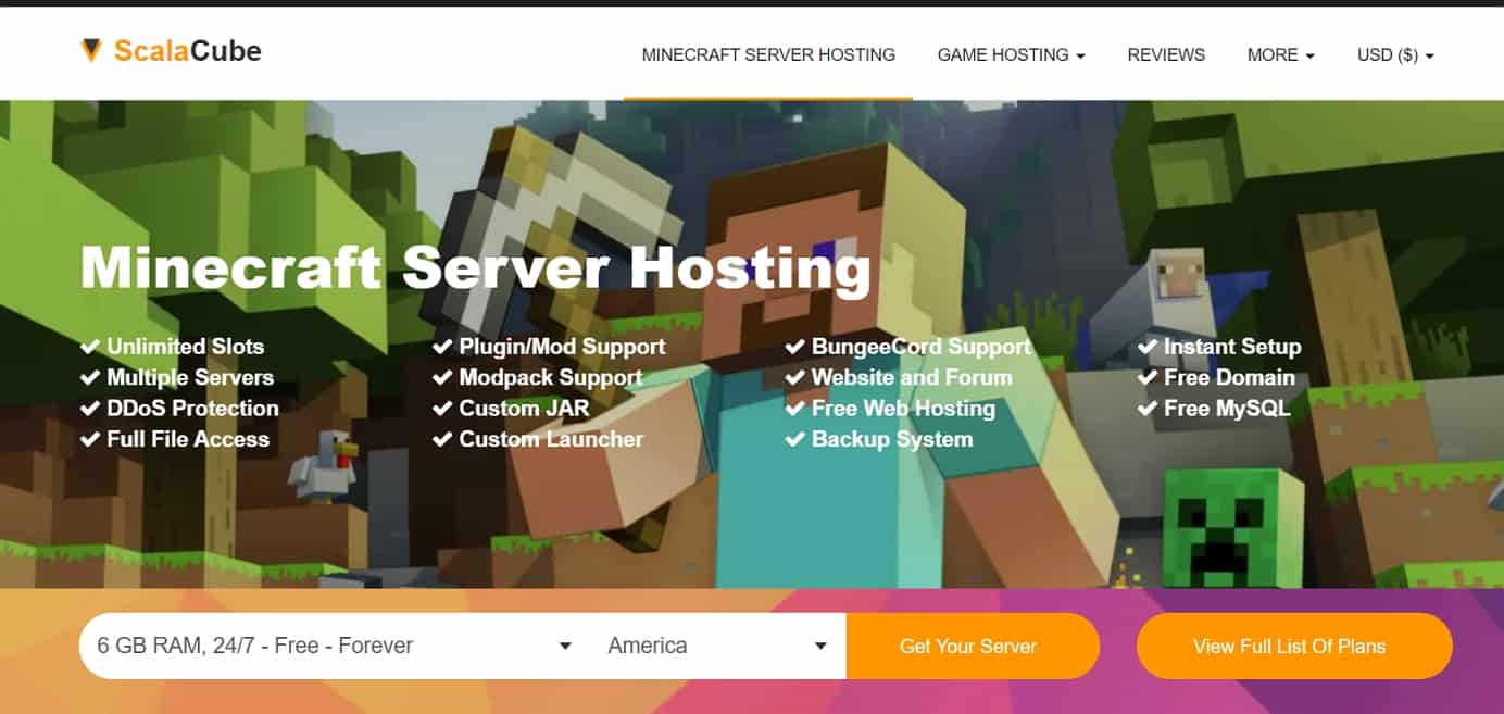 Minecraft server hosting: scalacube