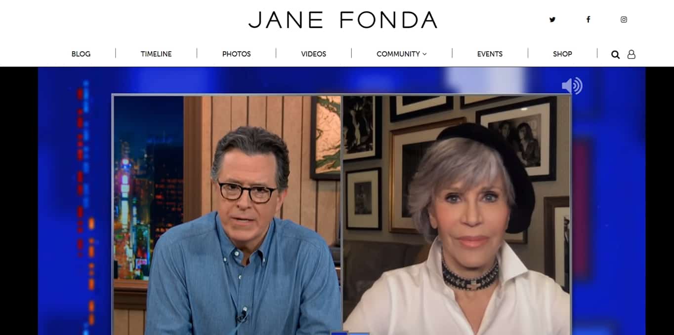 Other types of websites include personal websites like this example of Jane Fonda’s site.