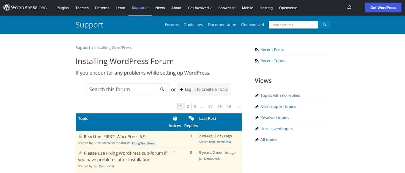 The WordPress.org support forum.