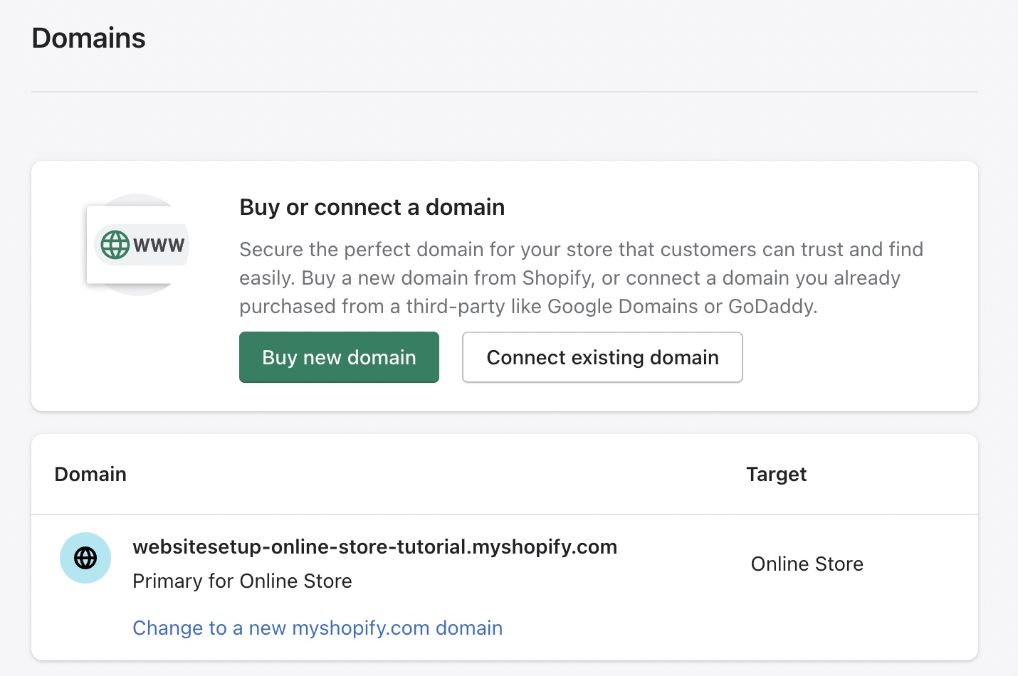 Shopify adding a custom domain name