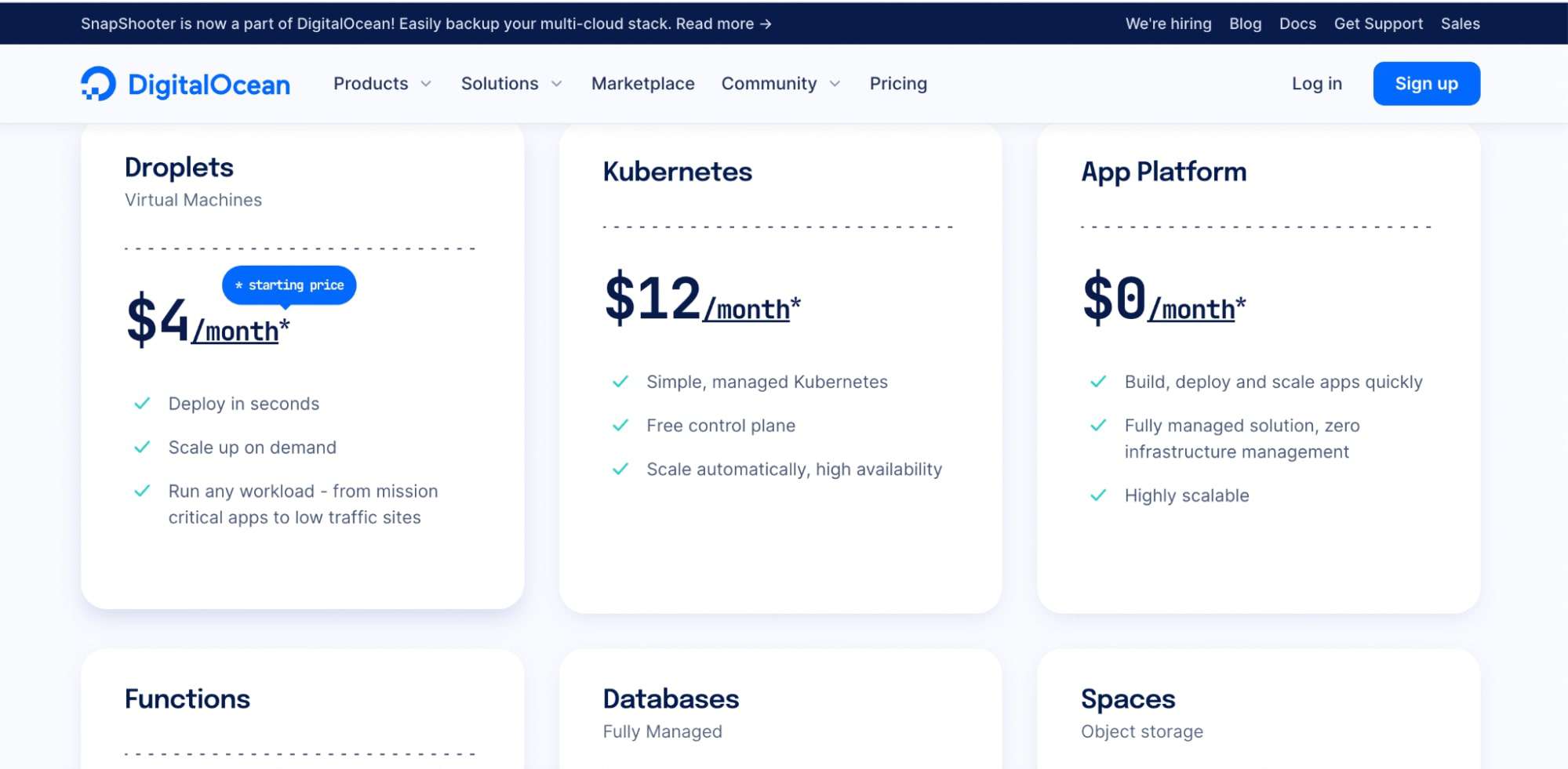 The pricing for DigitalOcean web hosting is entirely customizable and scalable. 