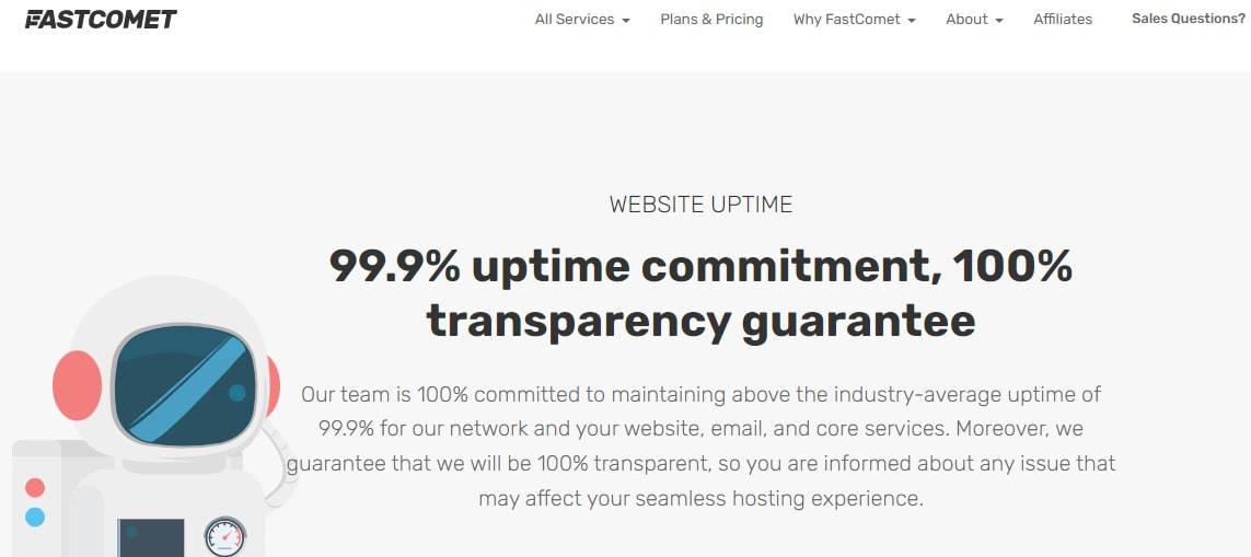 FastComet’s uptime guarantee.