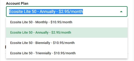 GreenGeeks web hosting pricing plans.