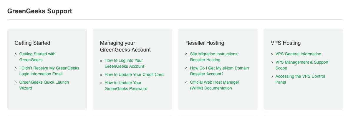GreenGeeks support page