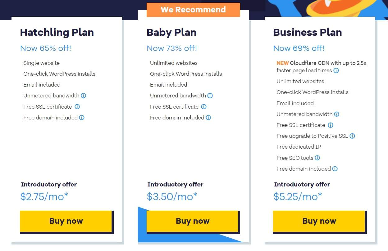 HostGator’s shared hosting plans and their core features