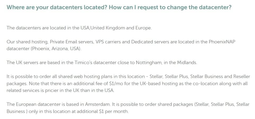 Namecheap’s data center locations.