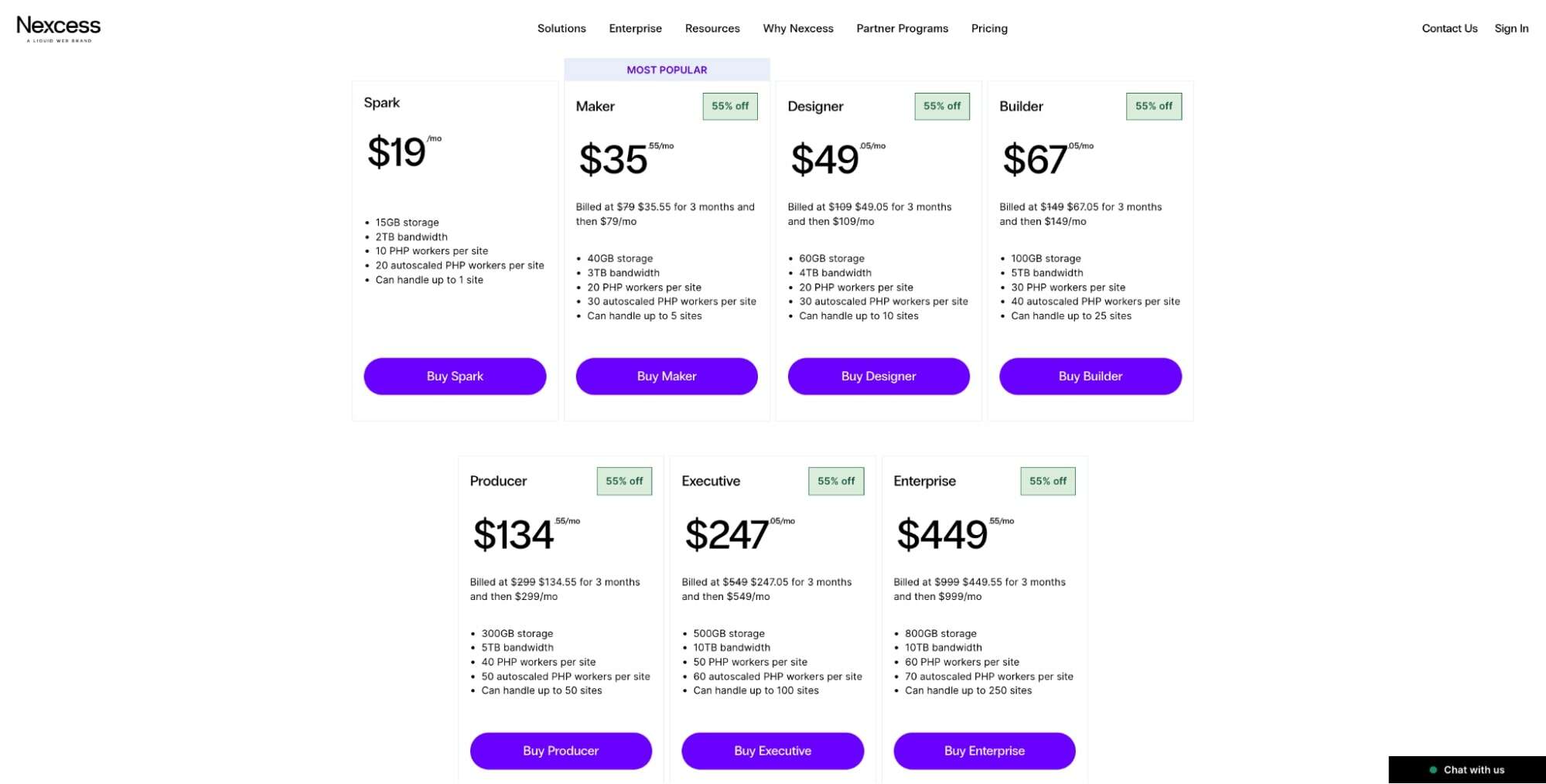 Nexcess Managed WordPress plans have seven pricing tiers.