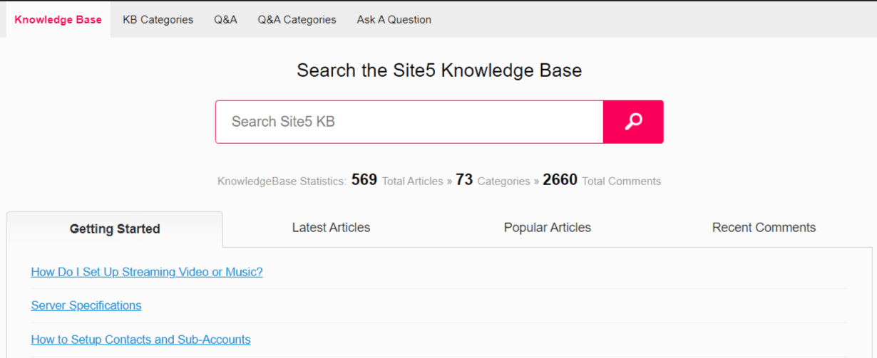 Site5’s knowledge base