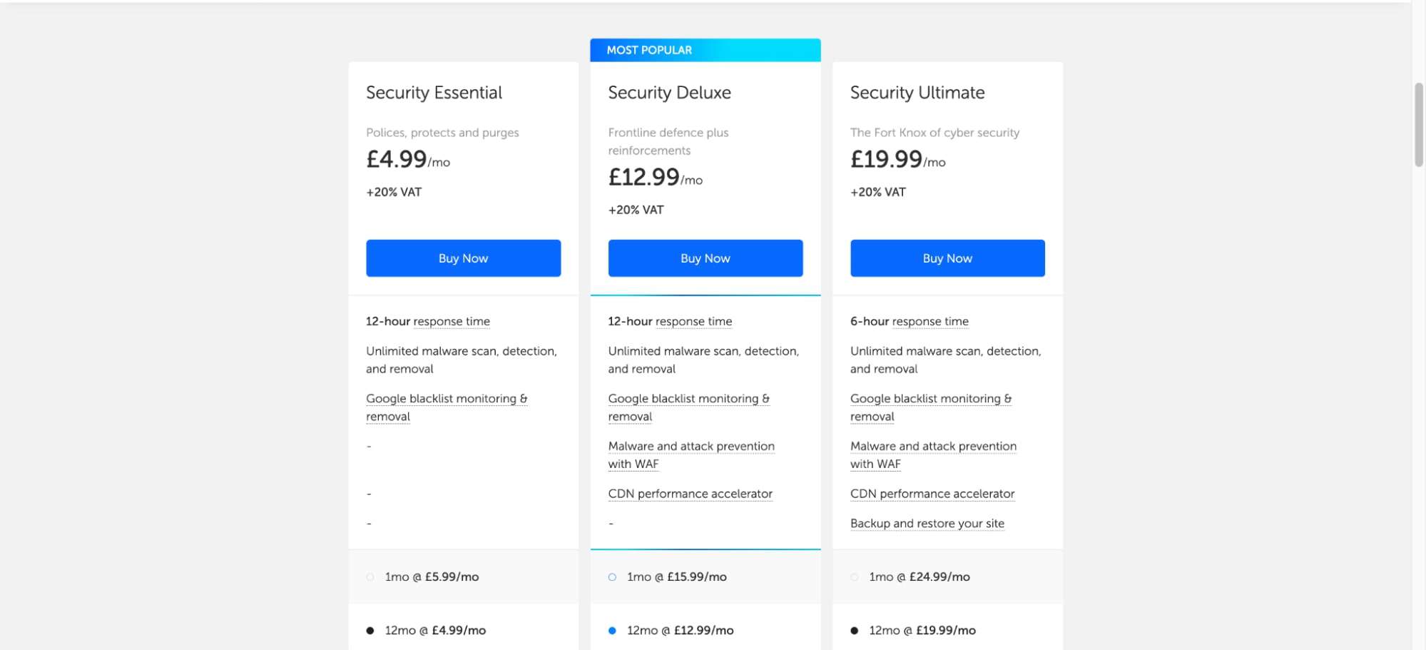 tsoHost users have to subscribe to a Sucuri plan if they want additional security features. 