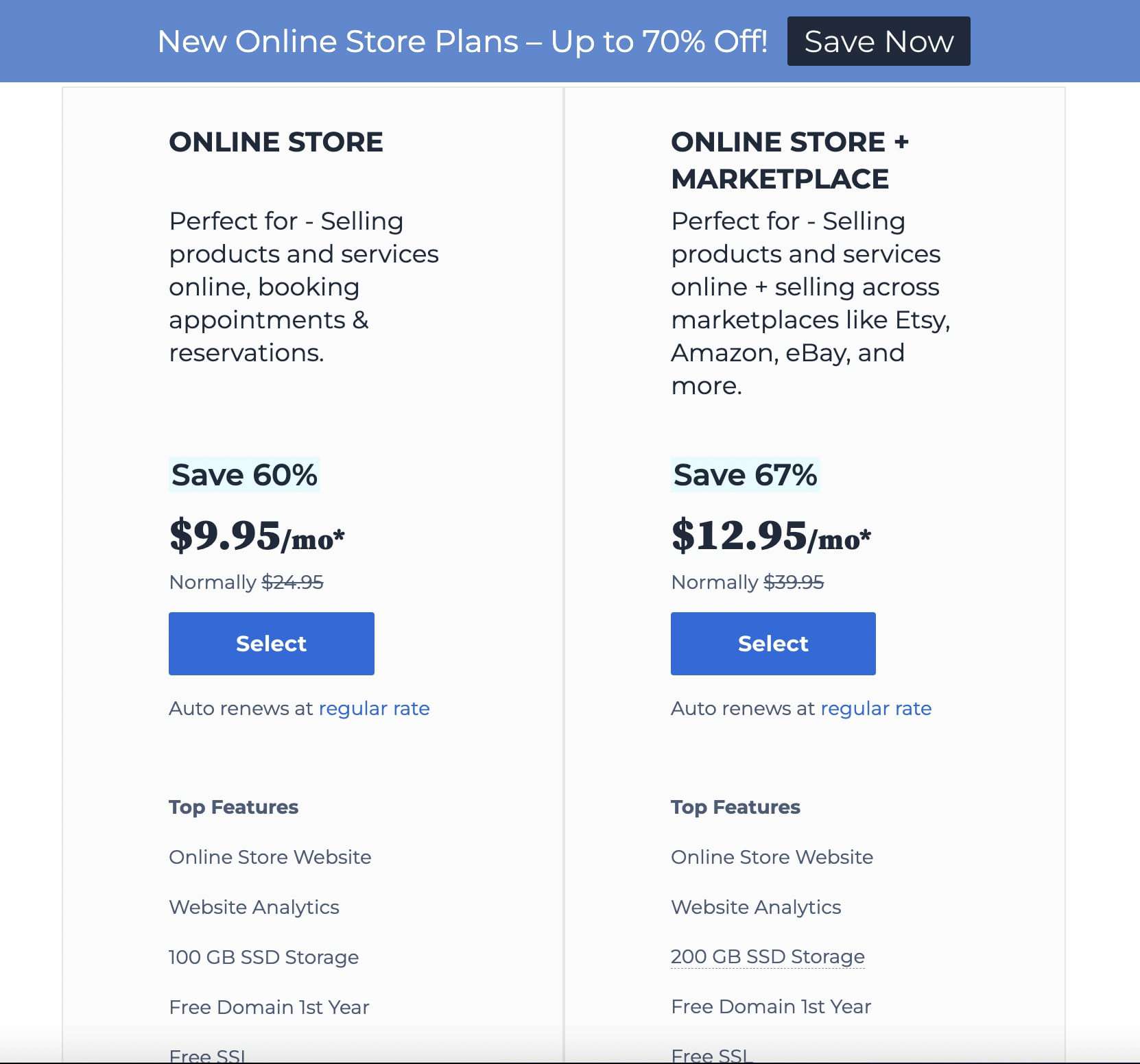 Bluehost now offers specialized plans for online stores.