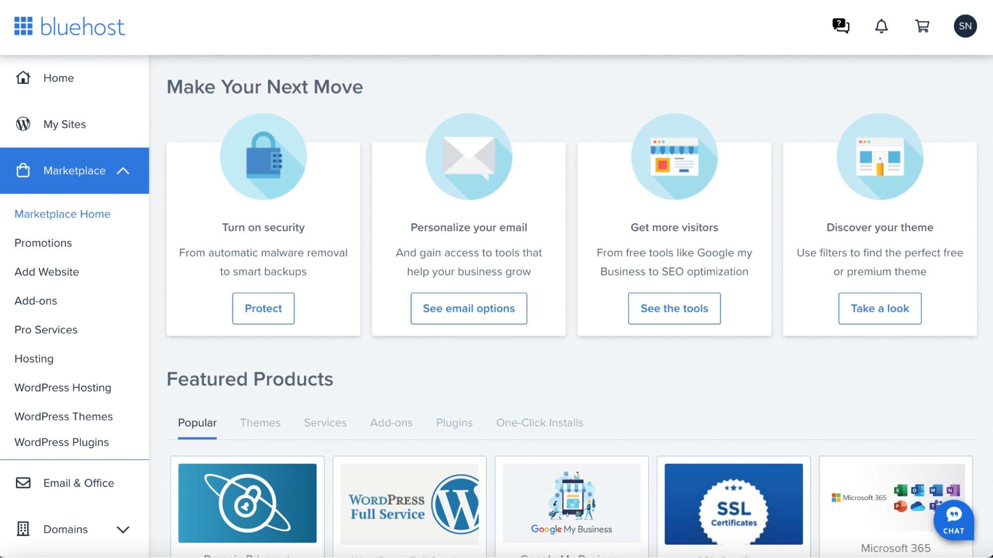 Bluehost’s cPanel is beginner-friendly.