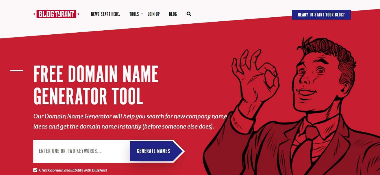 Blog Tyrant is the best domain name generator for bloggers.