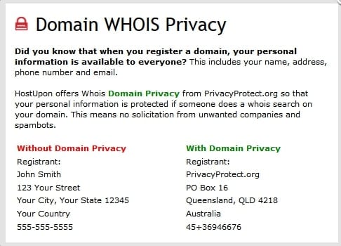 Domain privacy hides your personal data.