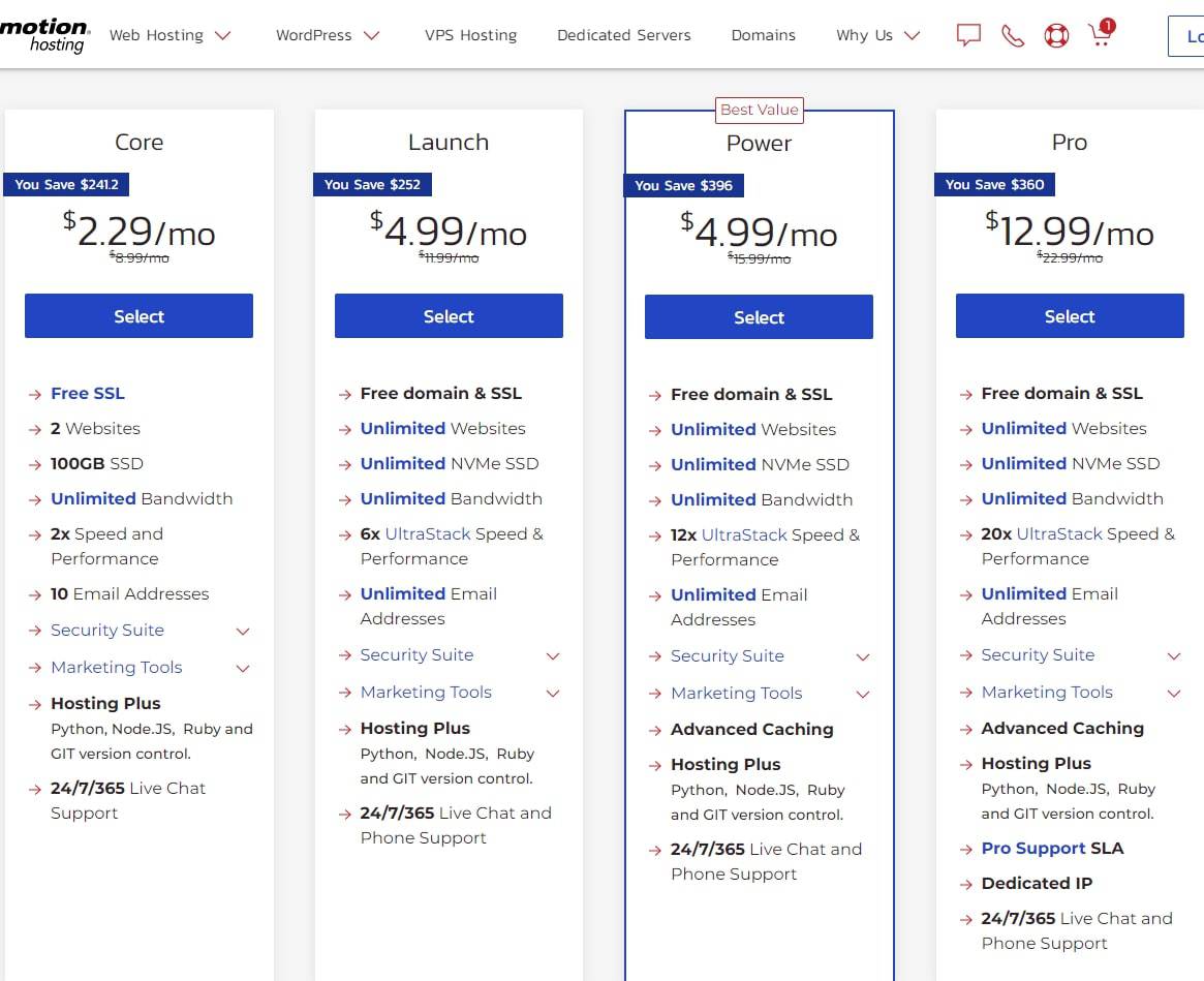 InMotion Hosting shared hosting plans operate on a term-length billing cycle.