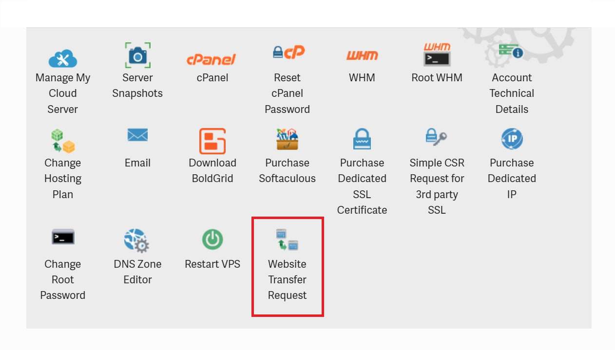 You can request a website transfer through the Account Management Panel (AMP).