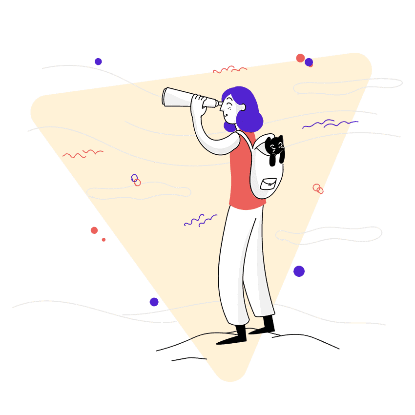 Person with binoculars on top of hill