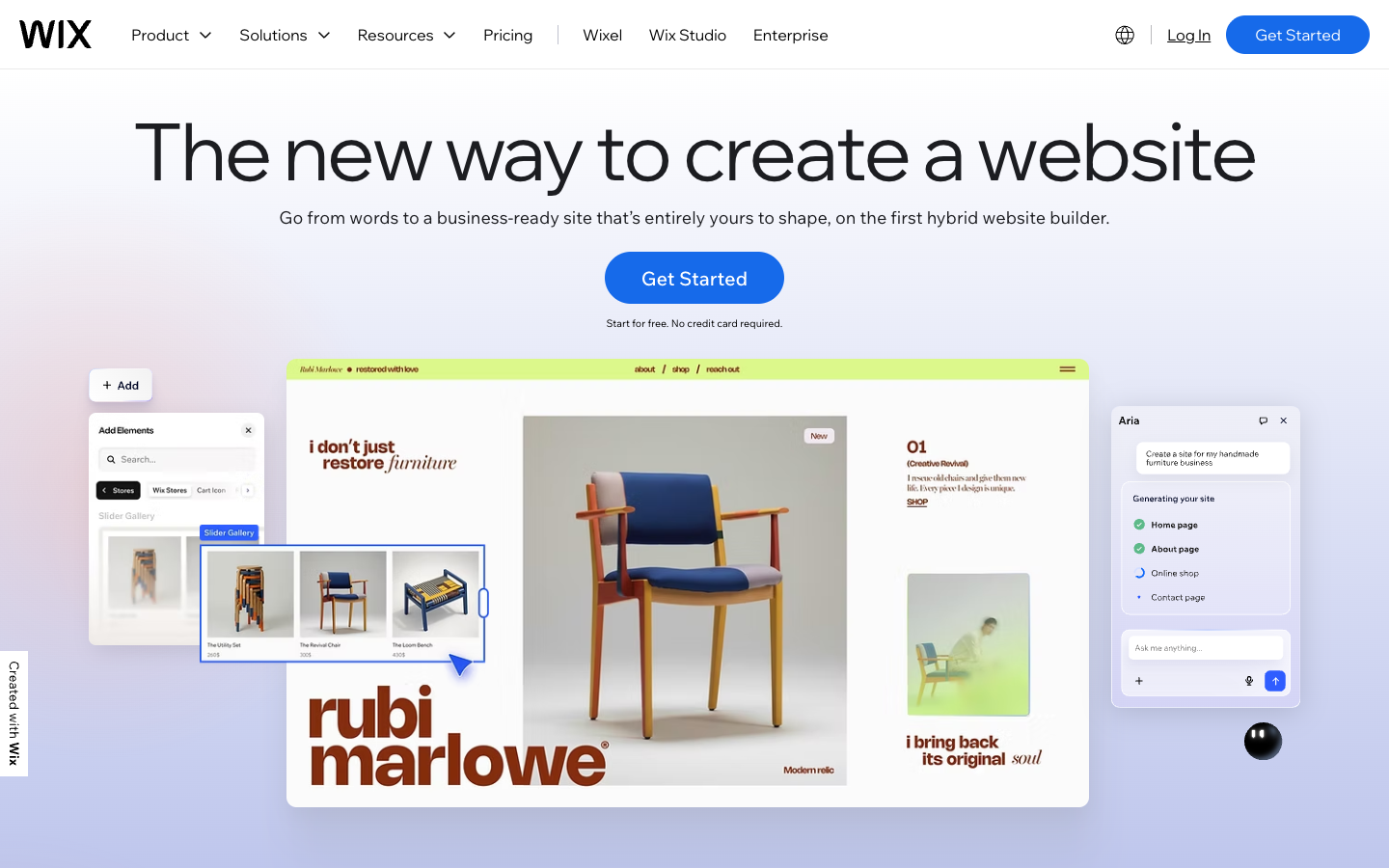 The Wix website builder homepage in 2026.