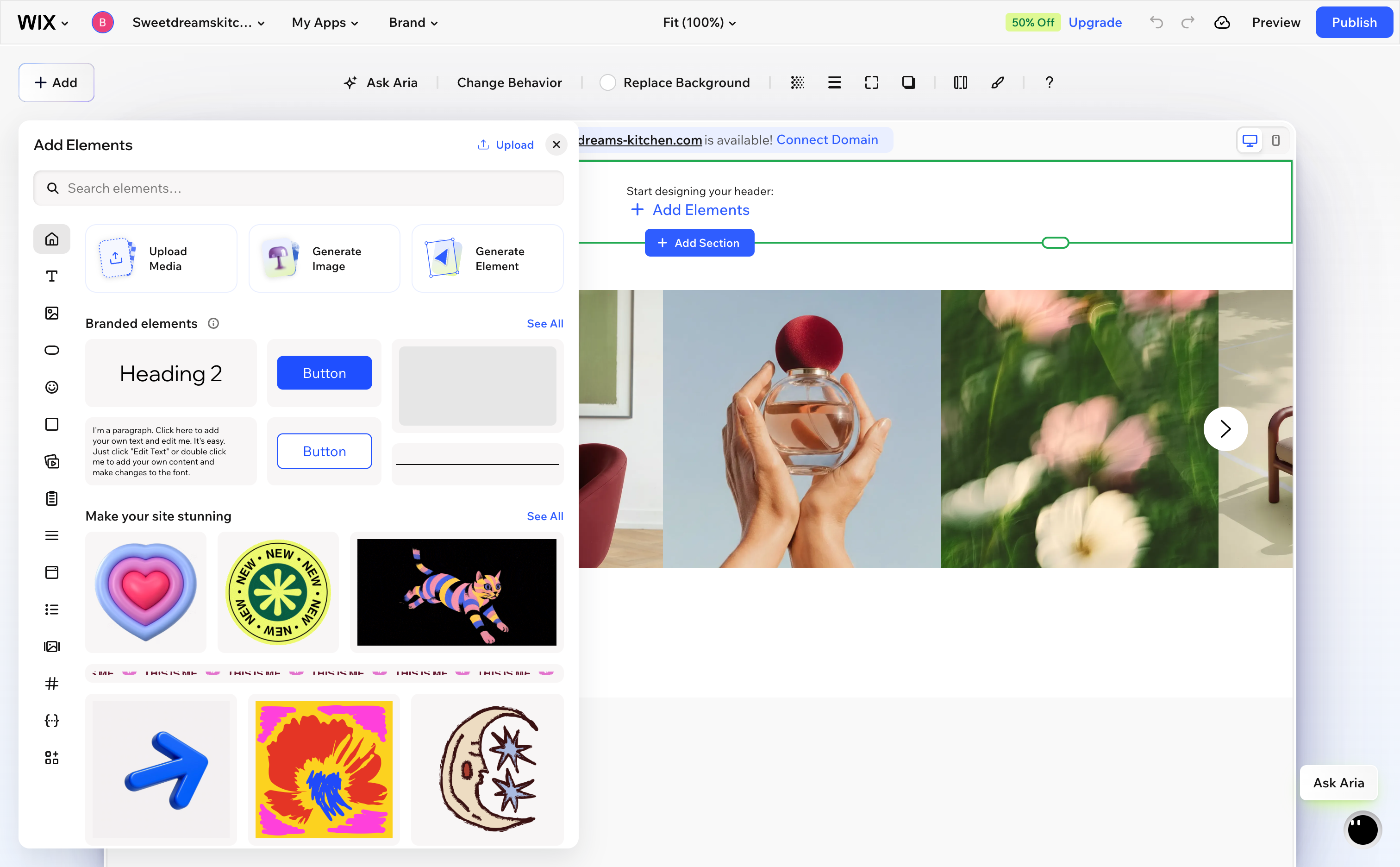 The Add Elements panel in the Wix editor