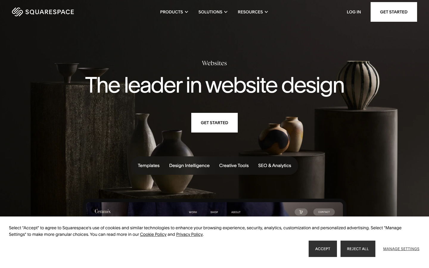 Squarespace website design homepage