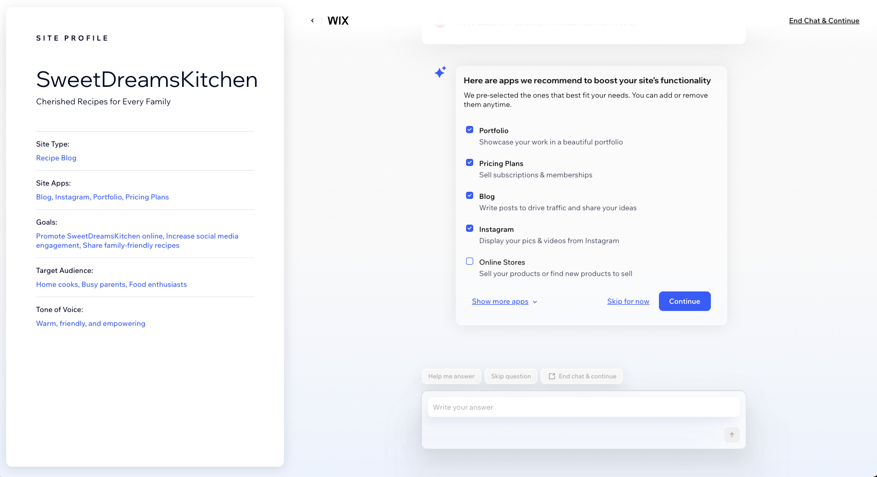 Wix AI recommending apps for your site