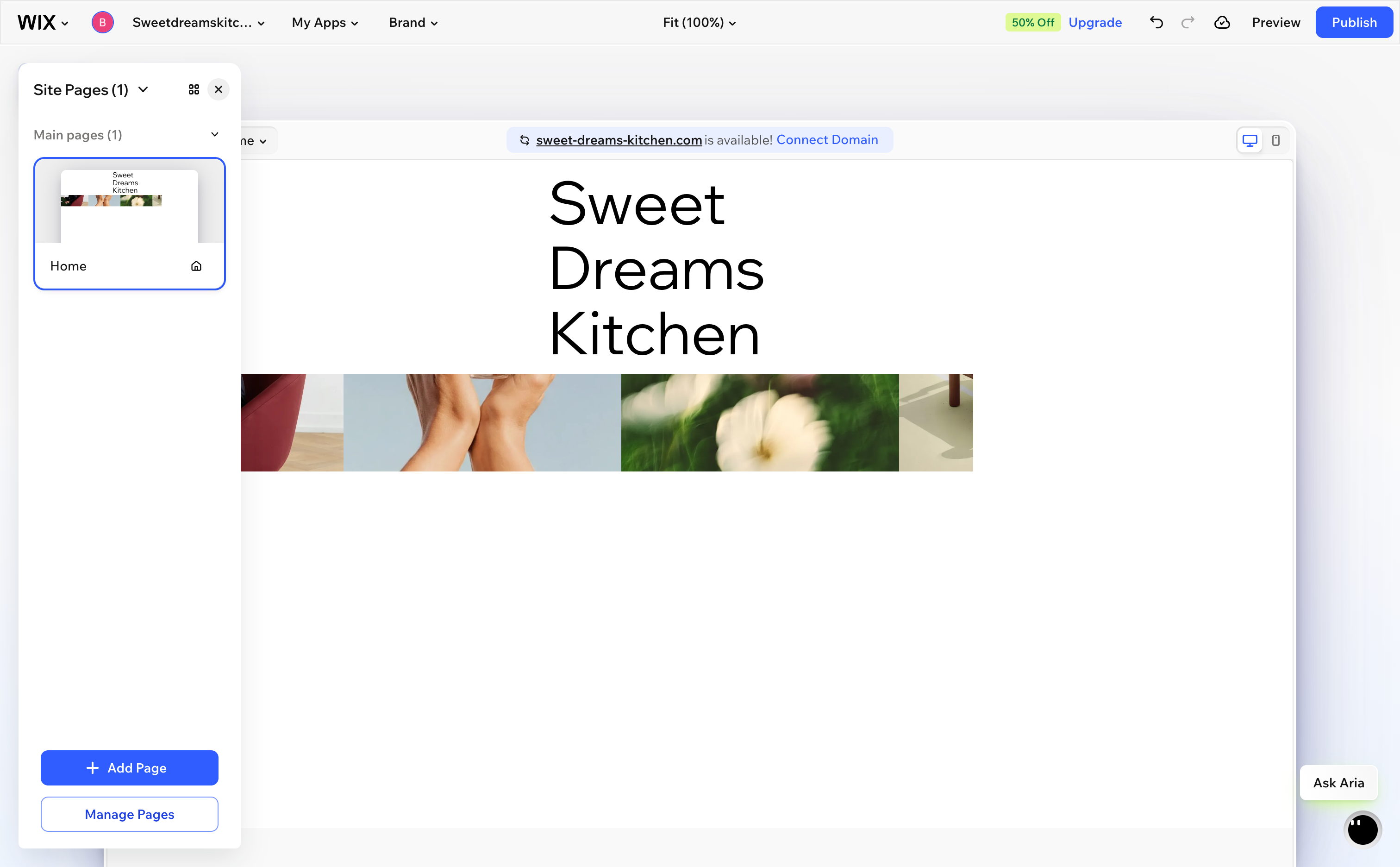 Managing pages from the Page menu in Wix