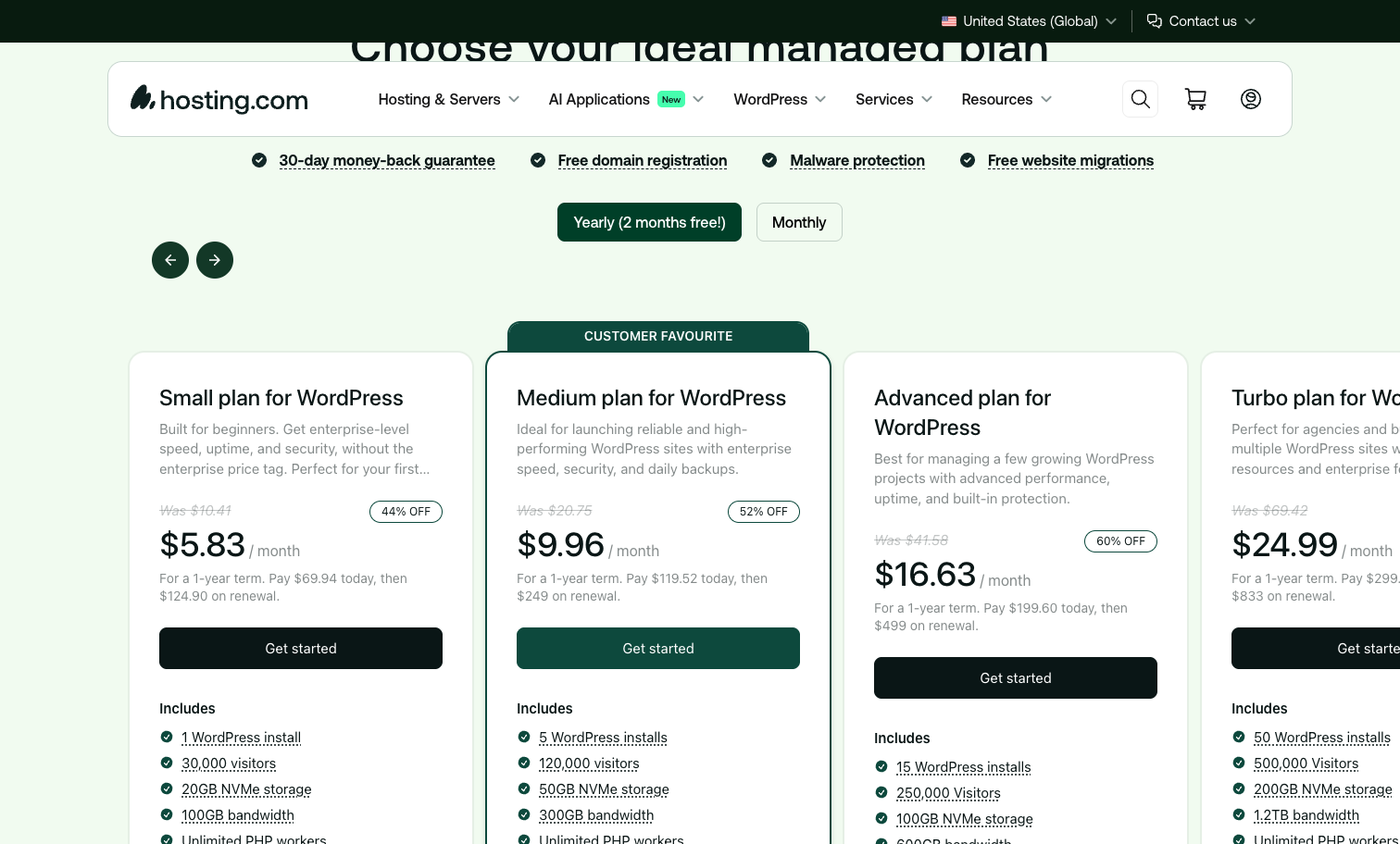 Hosting.com (formerly A2 Hosting) WordPress plans and pricing