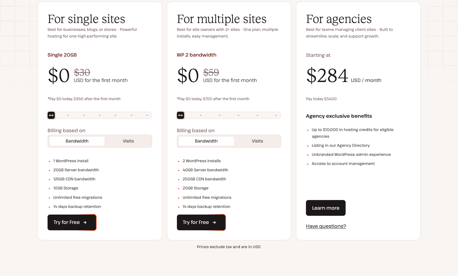 Kinsta managed WordPress hosting pricing