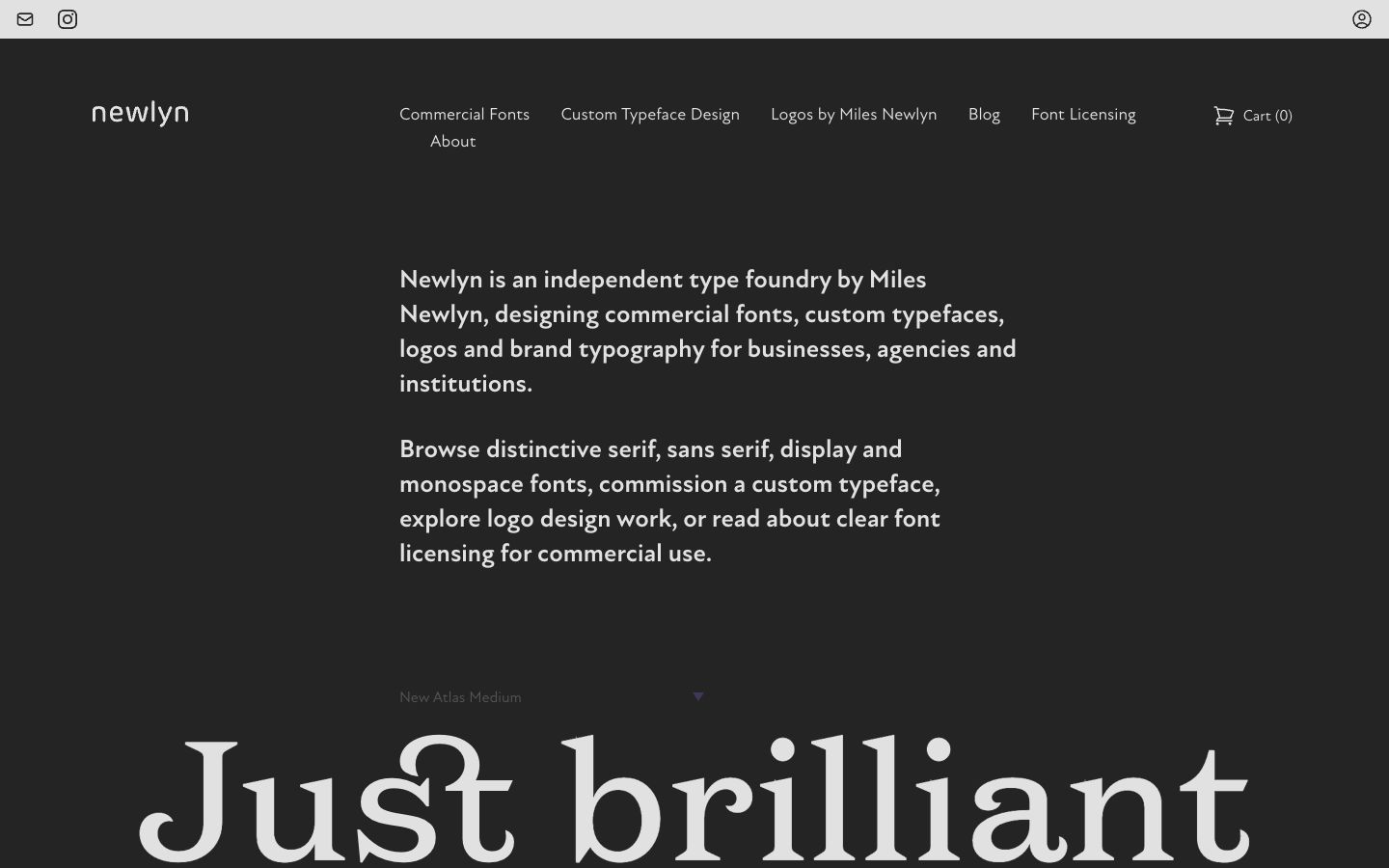 Niche website example: the Newlyn type foundry