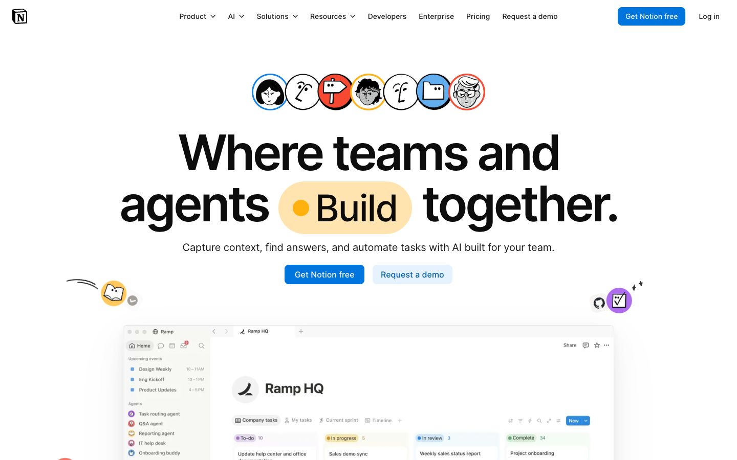 Web app example: the Notion homepage